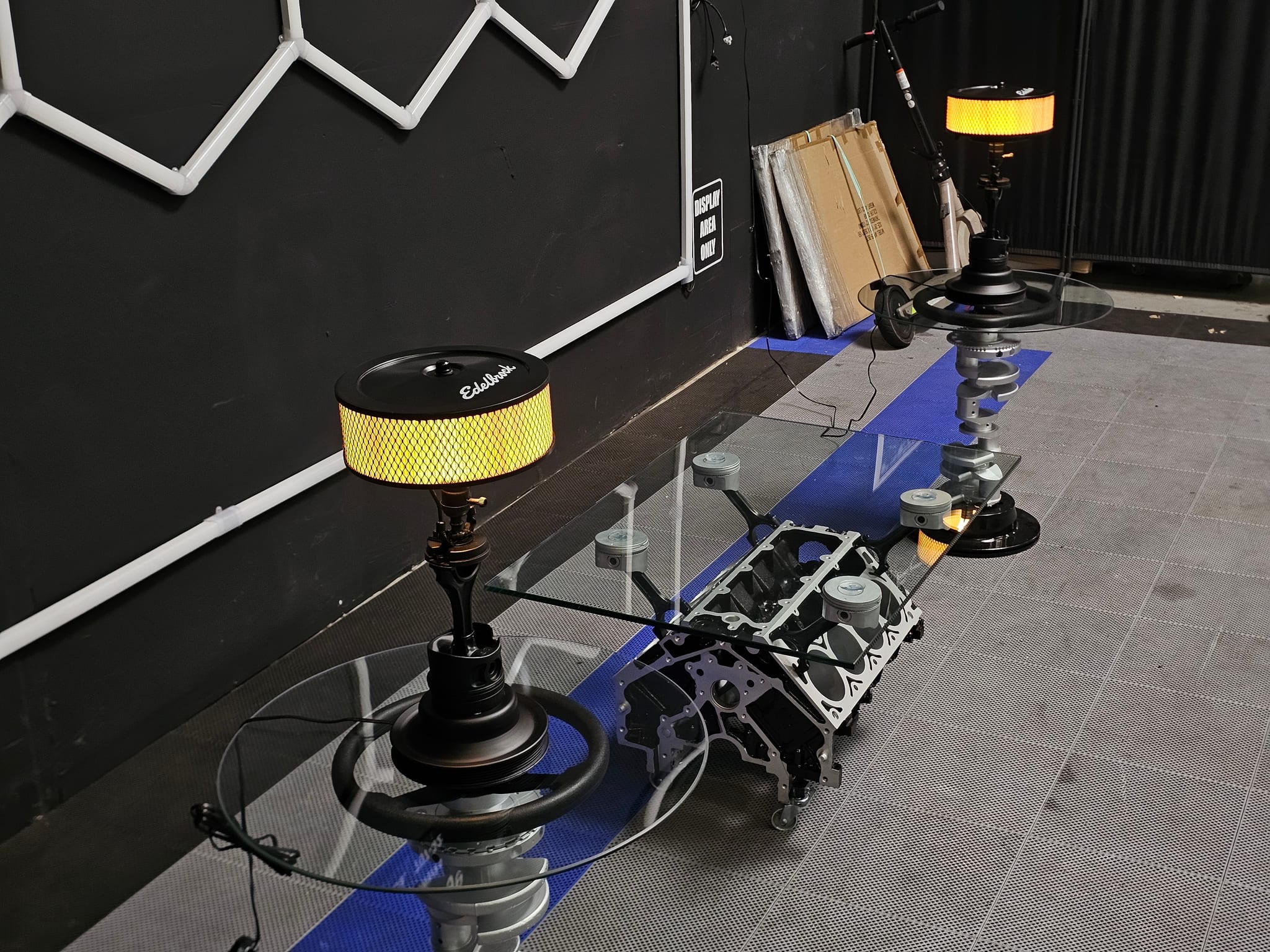 Chevrolet 5.3L Vortec V8 Engine Block Coffee Table, Side Tables, & Lamps - Image 3