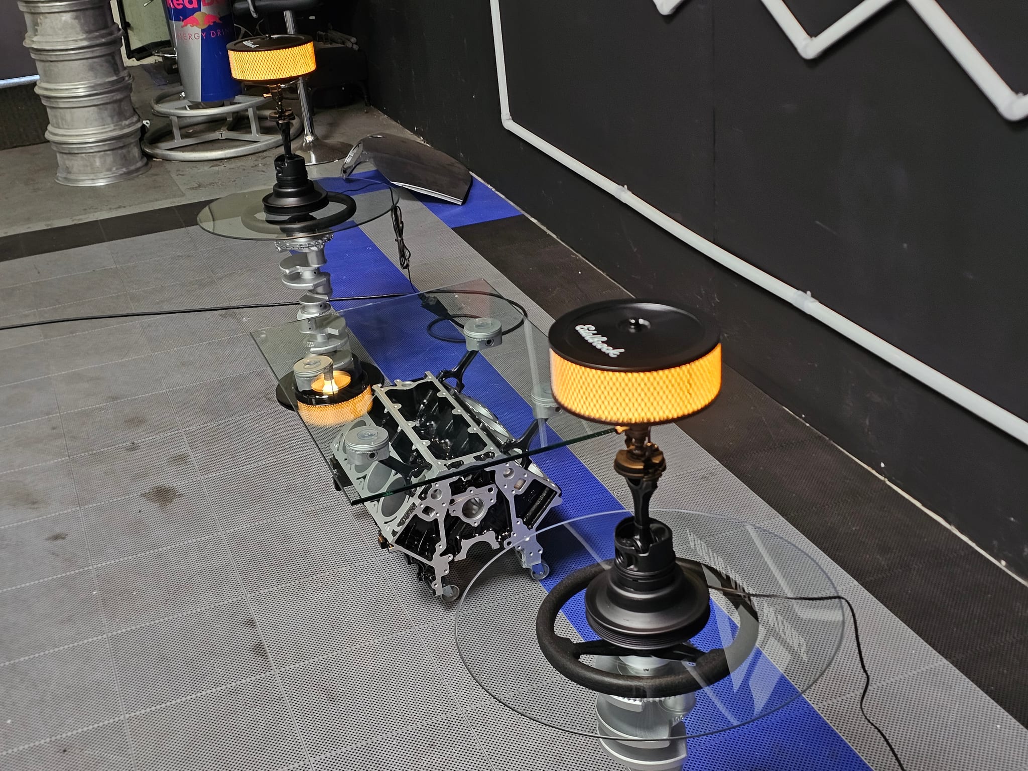 Chevrolet 5.3L Vortec V8 Engine Block Coffee Table, Side Tables, & Lamps - Image 2