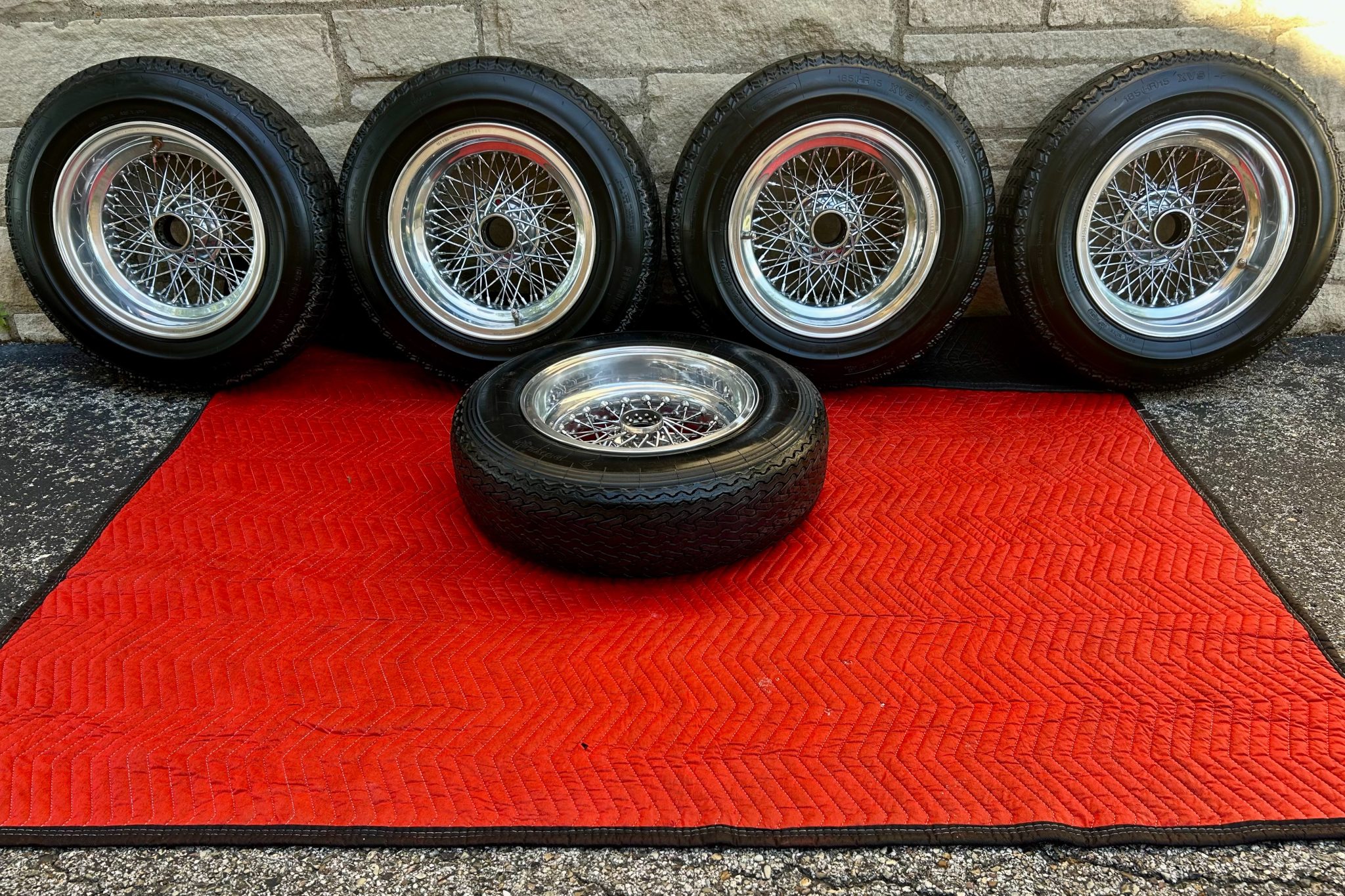 No Reserve: 15×6.5″ Ruote Borrani Wire Wheels for Ferrari