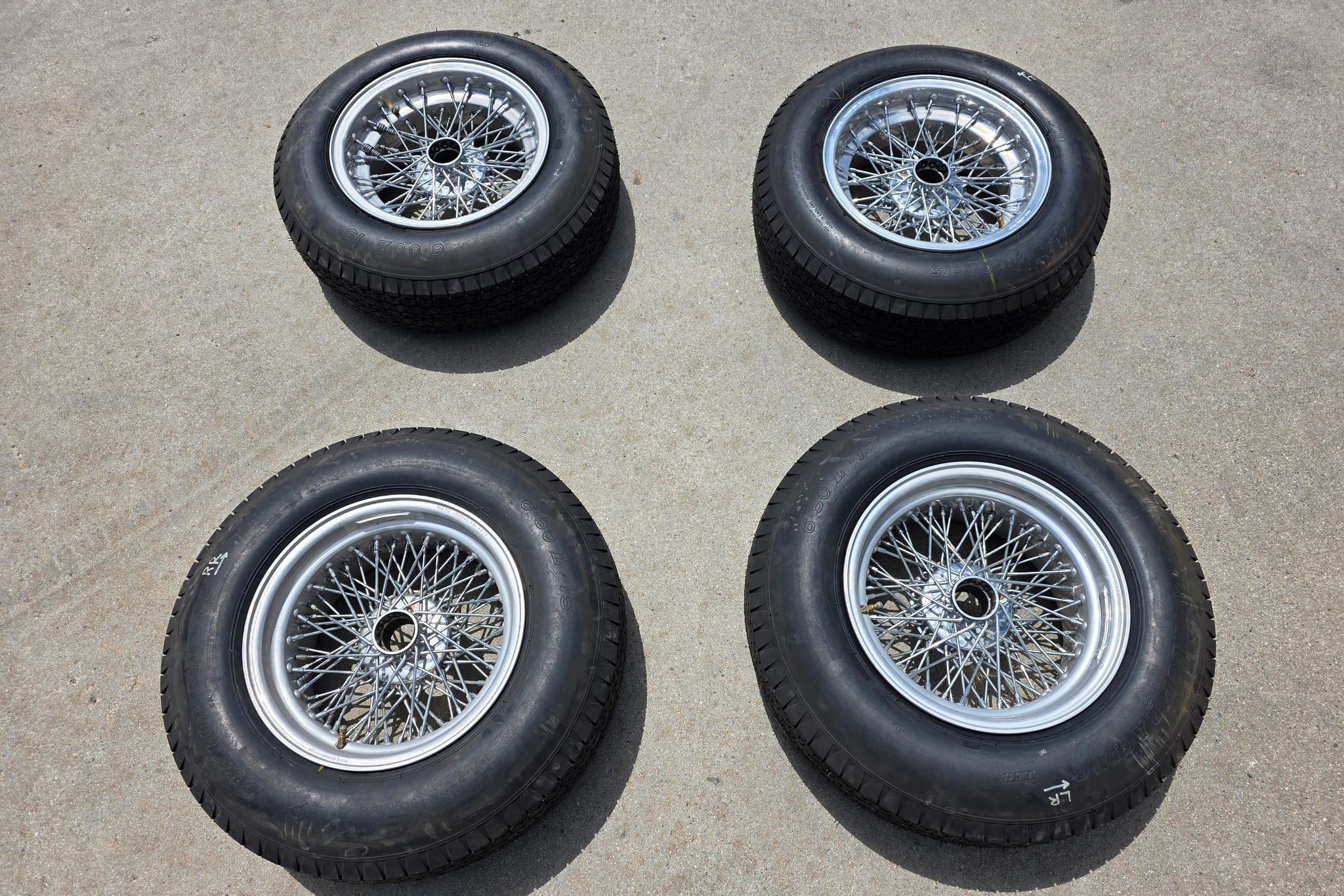 No Reserve: 15×7″ and 15×7.5″ Ruote Borrani Wire Wheels for Ferrari