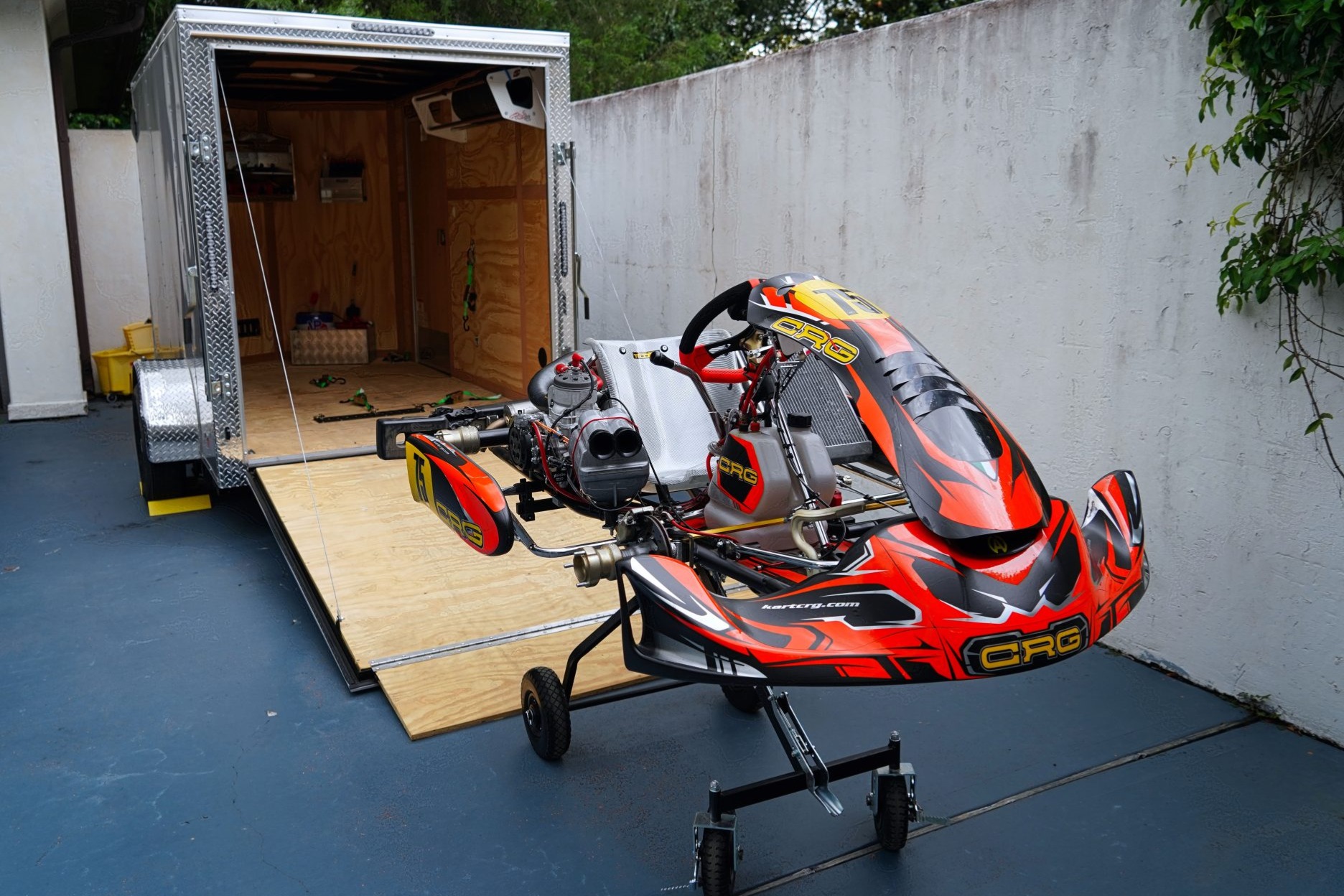 No Reserve: 2025 CRG Road Rebel Shifter Go-Kart & Spare Parts w/Enclosed Trailer