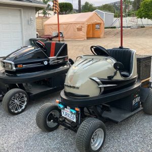 No Reserve: Dodgem and Lusse Bumper Car-Bodied E-Z-GO & Yamaha Golf Carts
