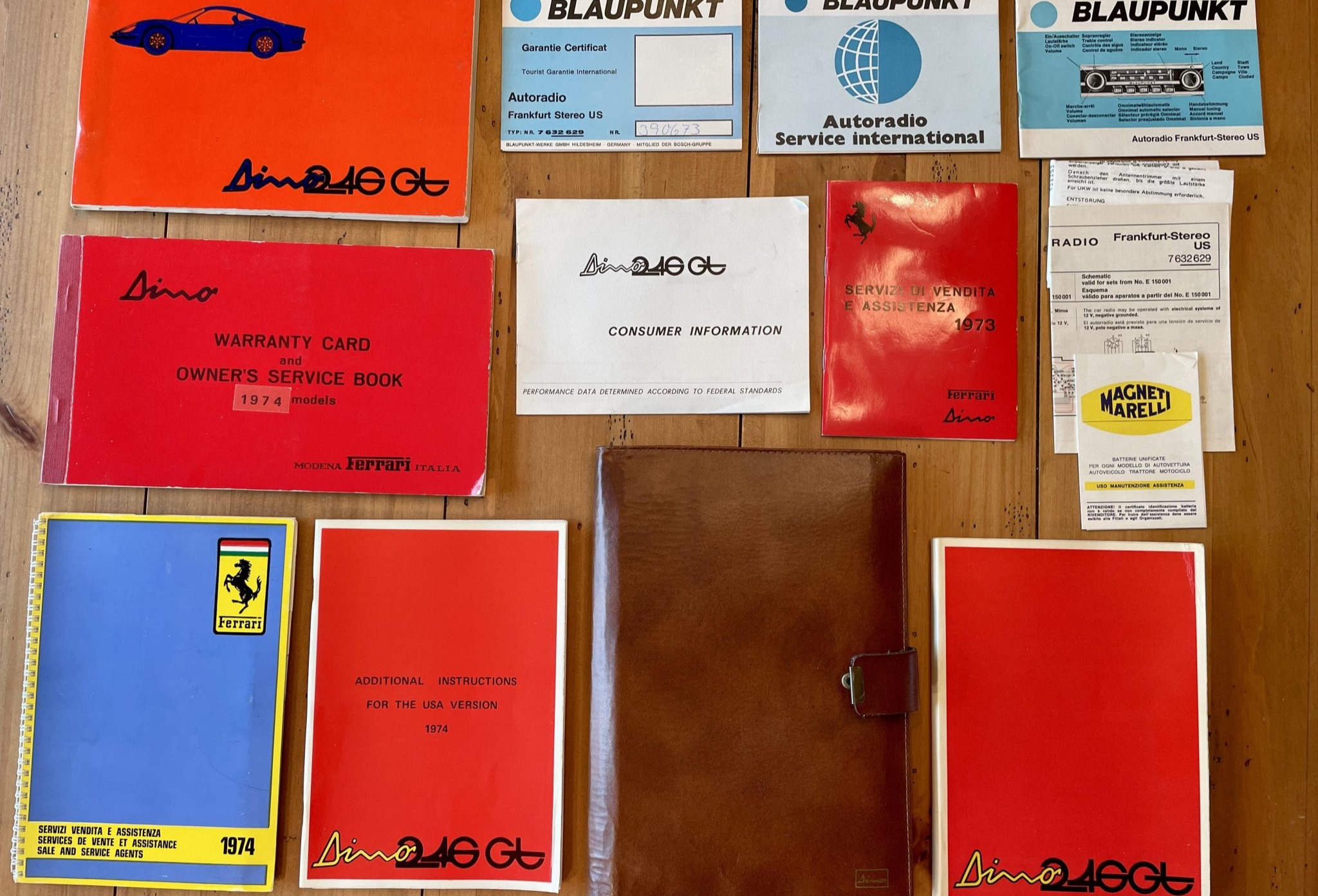 No Reserve: Ferrari Dino 246 GT Manuals & Leather Pouch