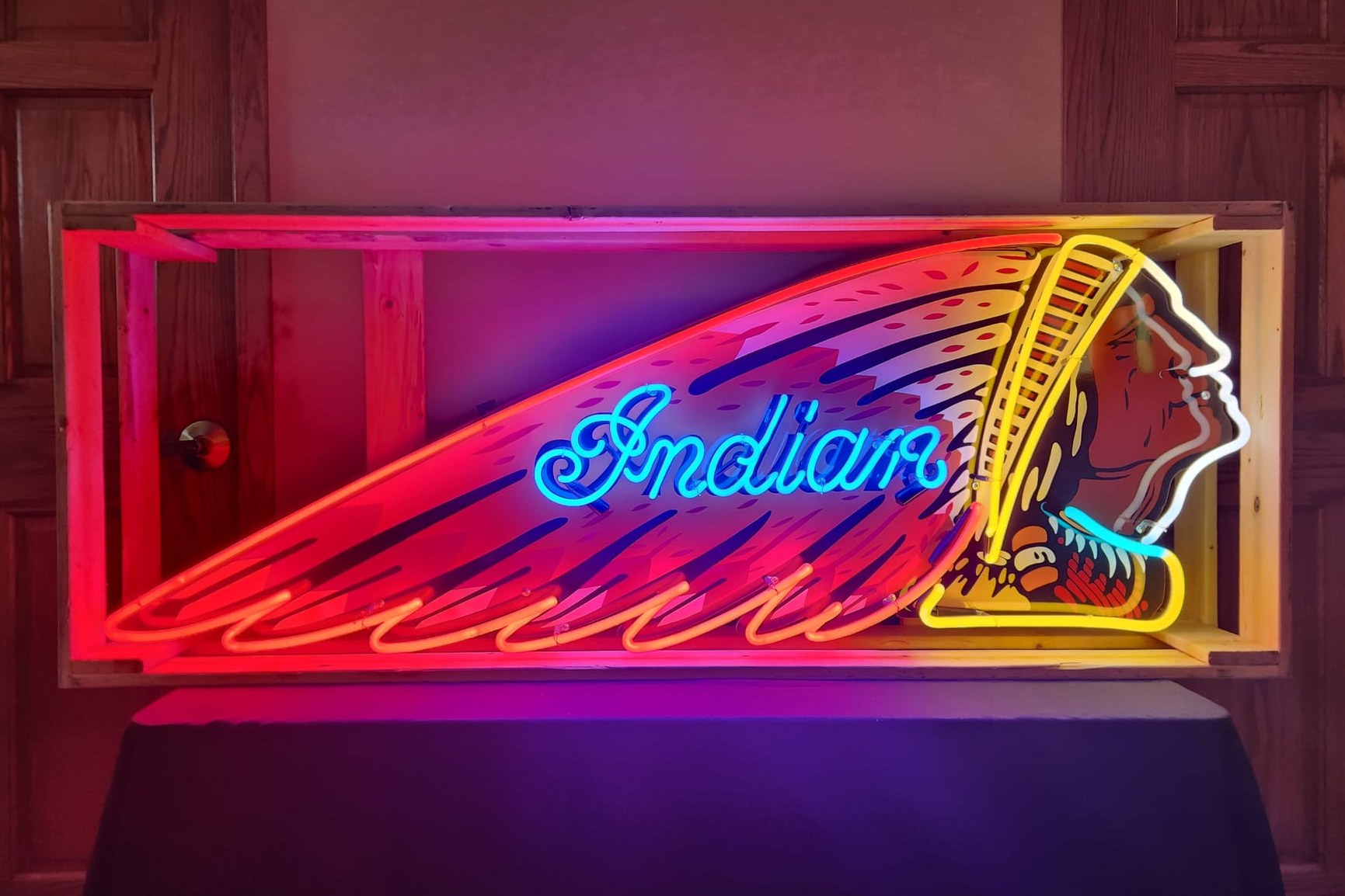 No Reserve: Neon Indian Motorcycle Sign