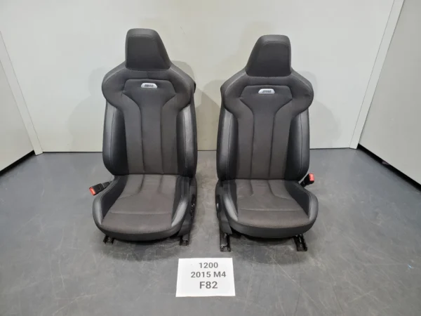 BMW F82 M4 Front Driver & Passenger Sport Seats Carbon Structure Cloth Set - Carbon Bucket Seats